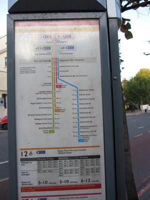 Each bus stop will have a picture like this showing which bus lines stop there