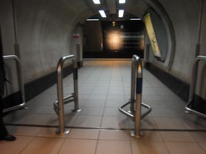 For wheelchair users, an airport staff member will move the barrier which prevents luggage carts from being taken onto the Heathrow Express train.