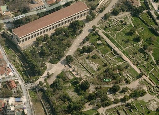 Aerial photo of the Ancient Agora (facing east).