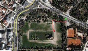 Map showing accessible path from Temple of Olympian Zeus entrance to the ruins.