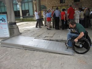 The models of Topkapi Palace are located next to the audio guide booth and accessed by this wheelchair ramp.