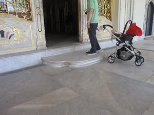 There are two steps into the Council Chamber.