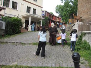 Istanbul has many hills. A couple of them actually have steps on the sidewalk.