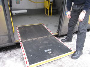 Bus ramp when extended to curb.