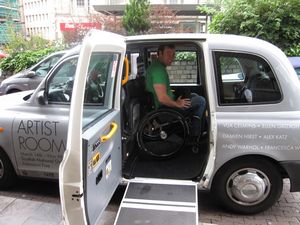 If you use a wheelchair, you may have to lean over a little bit inside the cab.