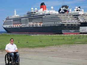 John Sage with the Queen Victoria cruise ship