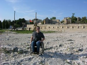 2 star smooth medieval castle ruins in Les Baux, France are very challenging for wheelchairs.