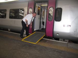 The ramp provides easy access onto the trains.