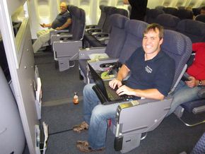 John Sage in bulkhead seating