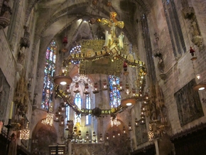 beautiful stained glass, ornate chandelier, and precious relics