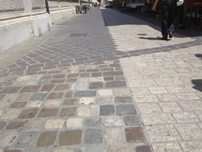 cobblestones near Piazza del Popolo