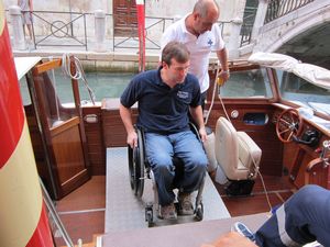 John Sage on an accessible water taxi