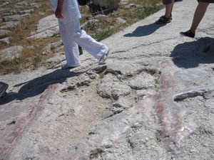 Uneven ground on top of the Acropolis.